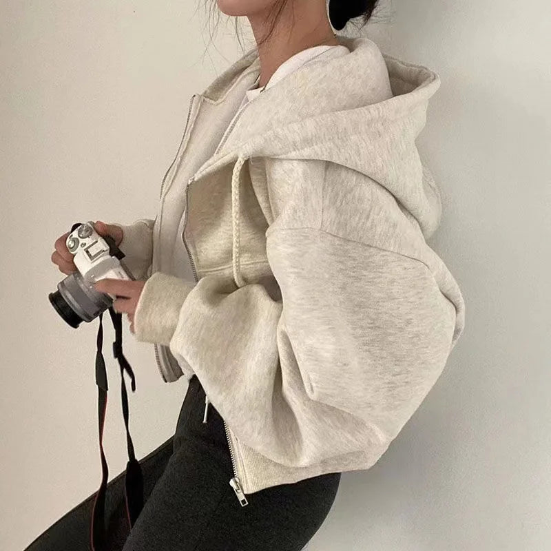 Women's Premium Plain Zip-Up Hoodie