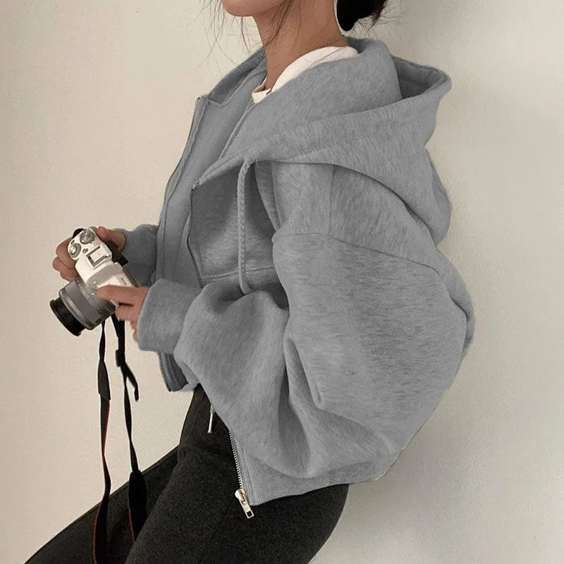 Women's Premium Plain Zip-Up Hoodie