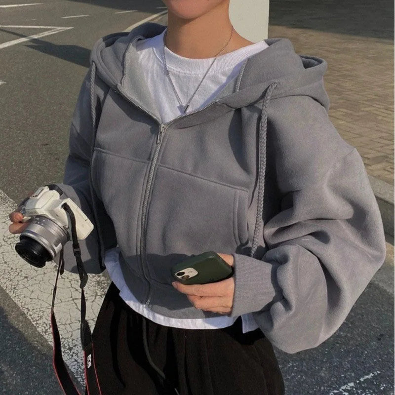 Women's Premium Plain Zip-Up Hoodie
