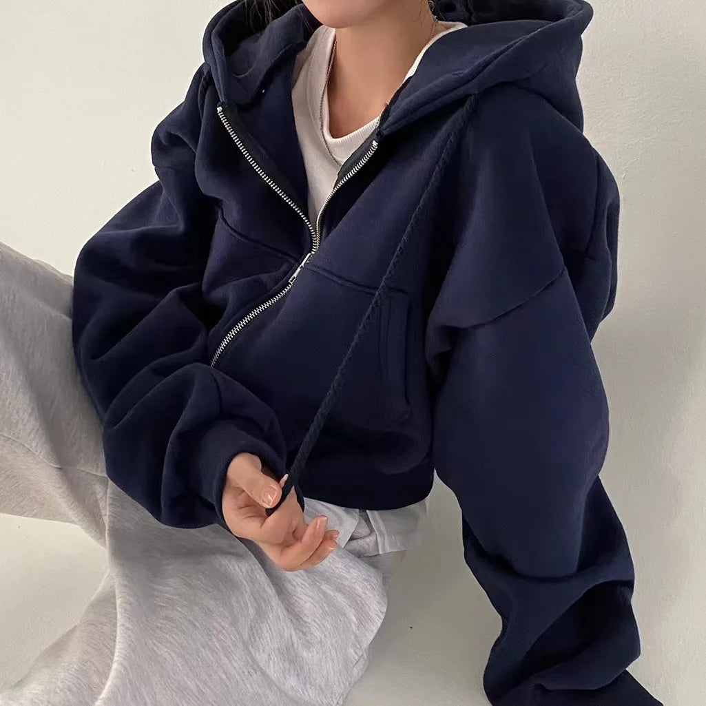 Women's Premium Plain Zip-Up Hoodie