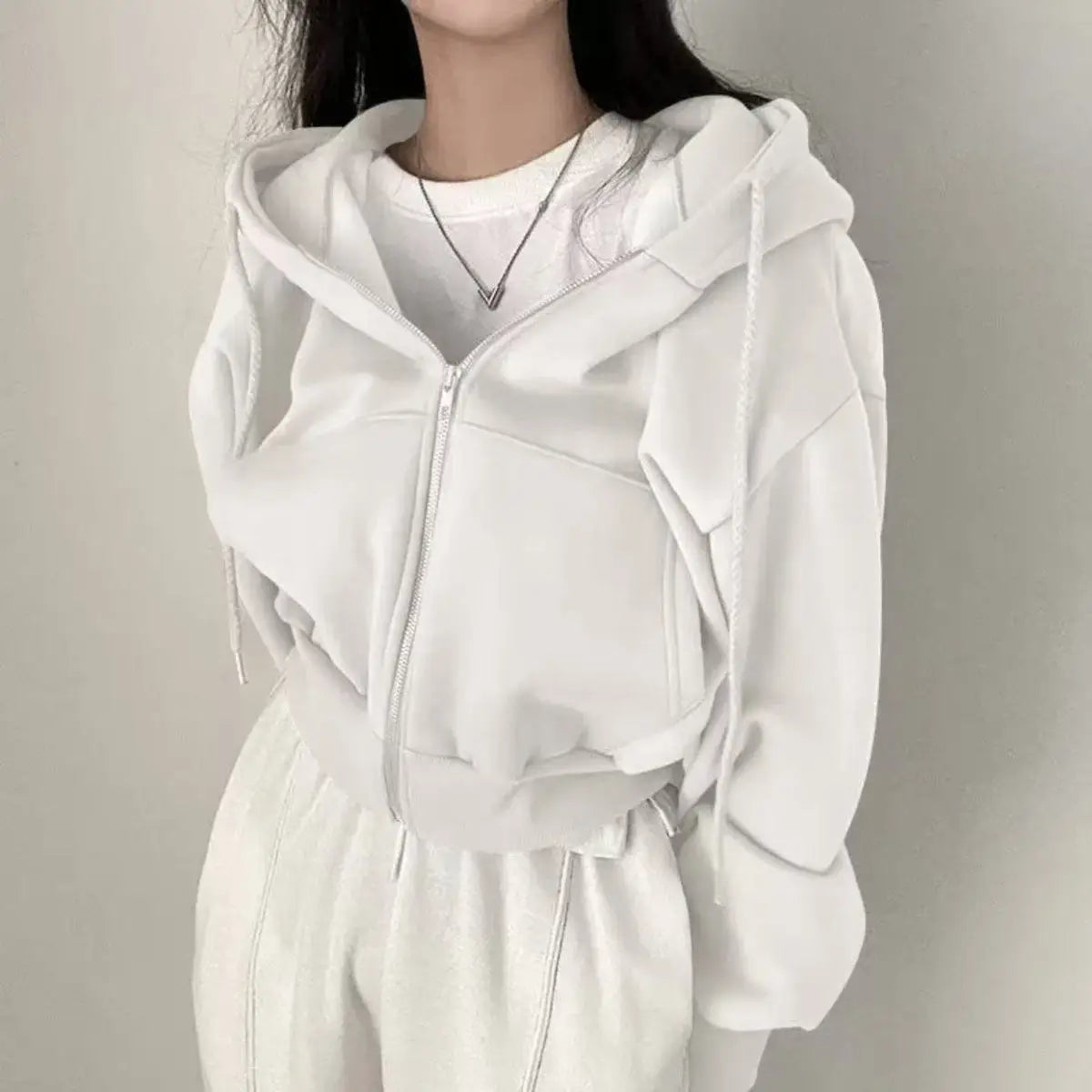 Women's Premium Plain Zip-Up Hoodie