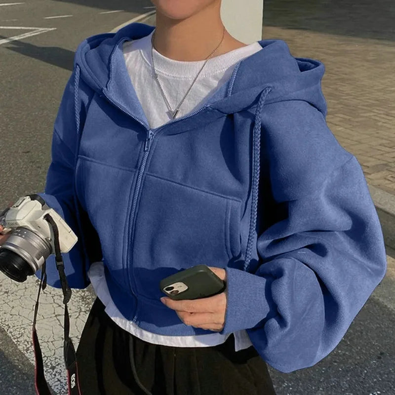 Women's Premium Plain Zip-Up Hoodie