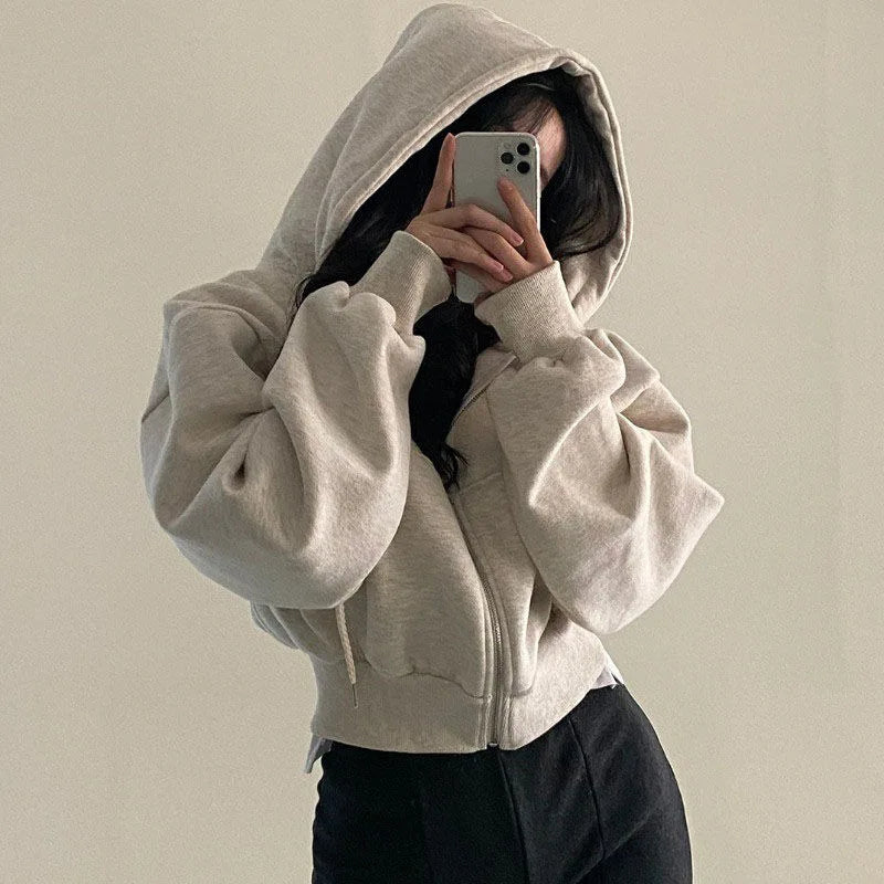 Women's Premium Plain Zip-Up Hoodie