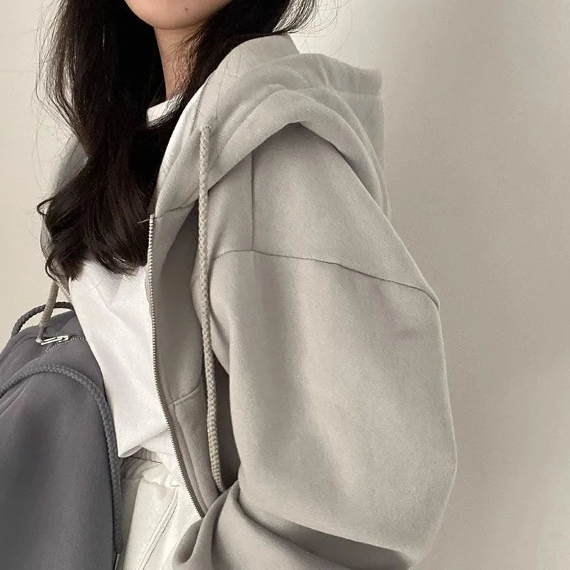 Women's Premium Plain Zip-Up Hoodie