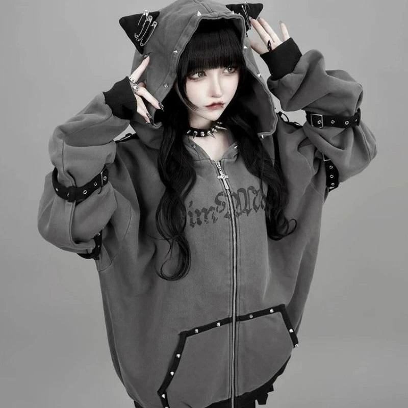 Women's Goth Kitty Hoodie