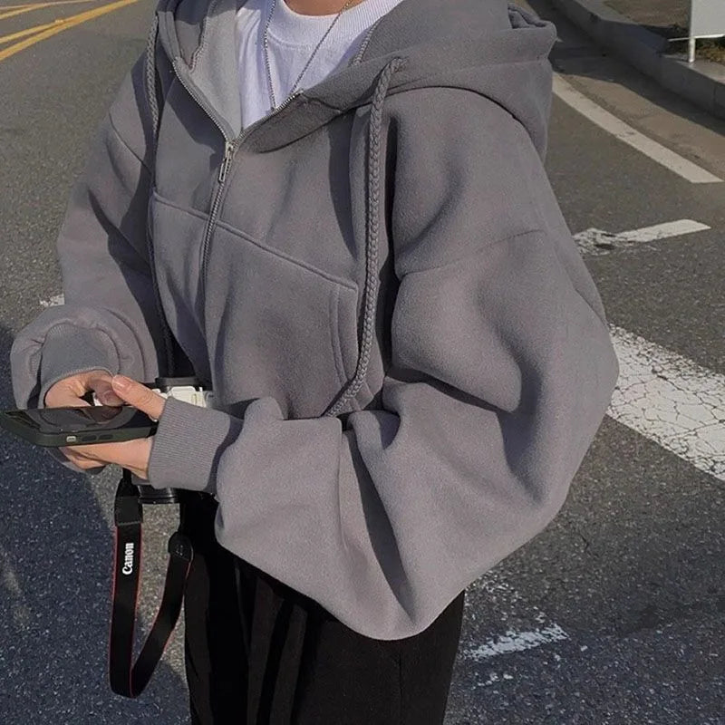 Women's Premium Plain Zip-Up Hoodie