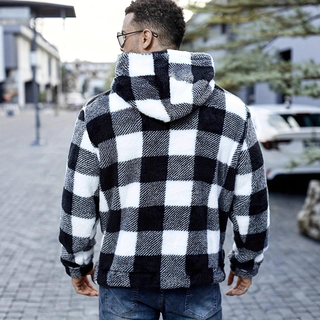 Men's Plaid Fluffy Pullover