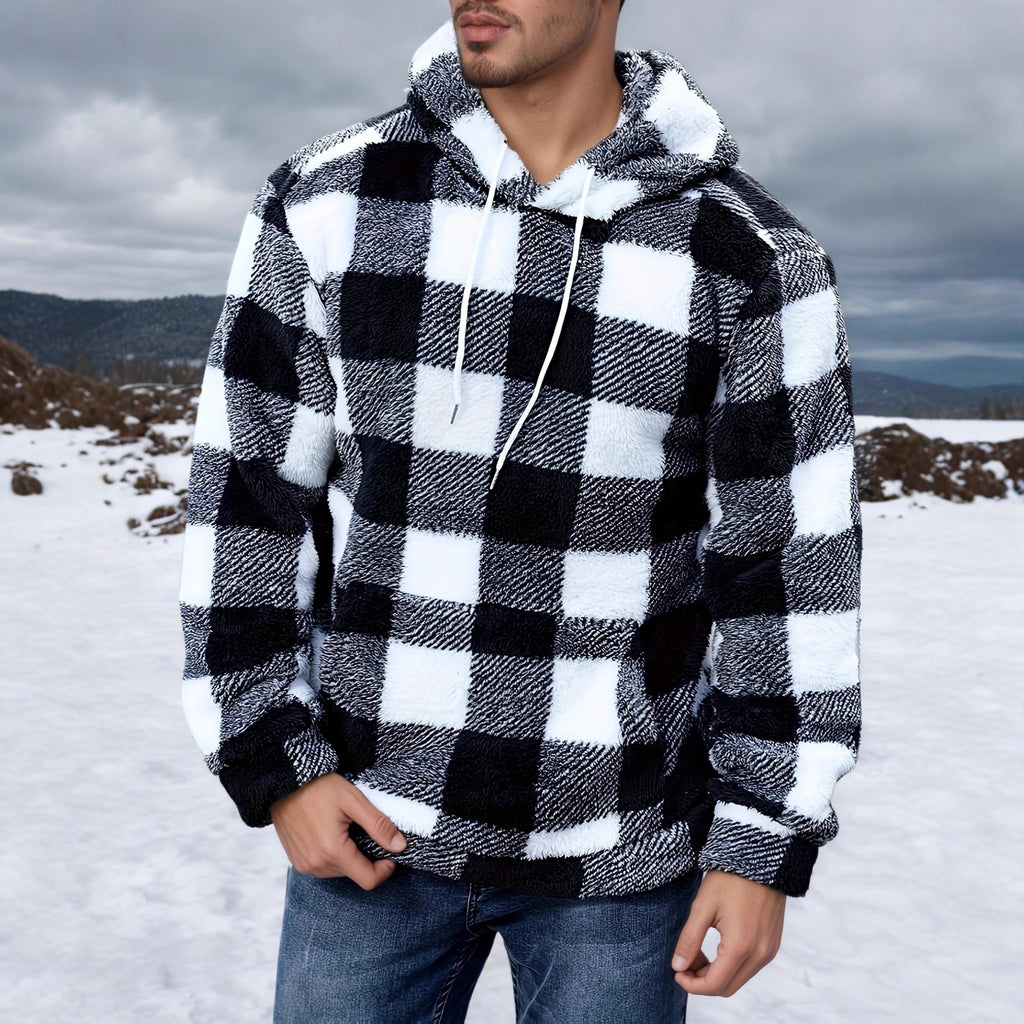 Men's Plaid Fluffy Pullover